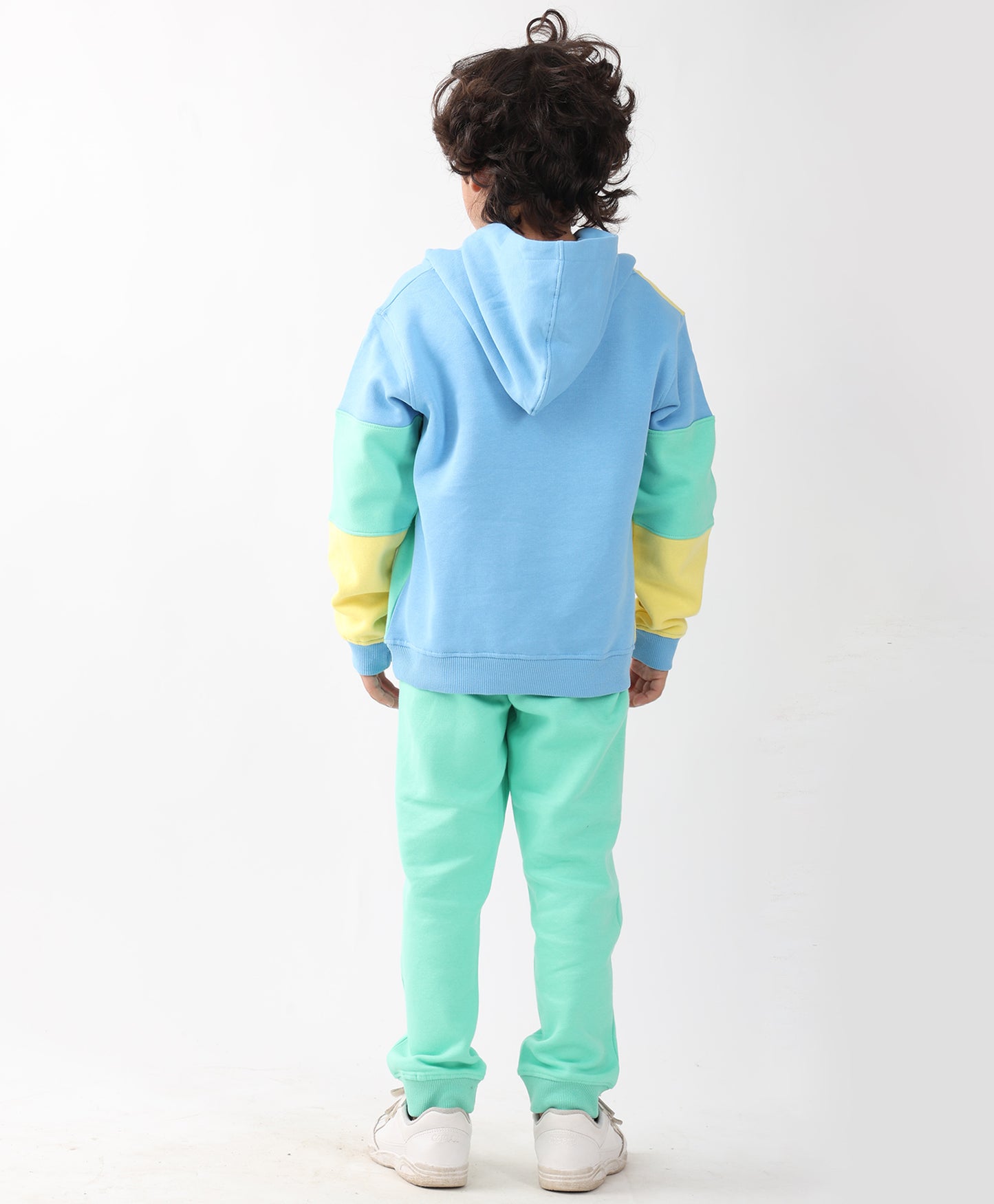 YELLOW SEAGREEN BOYS FLEECE HOODIE GREEN JOGGER SET - YELLOW GREEN