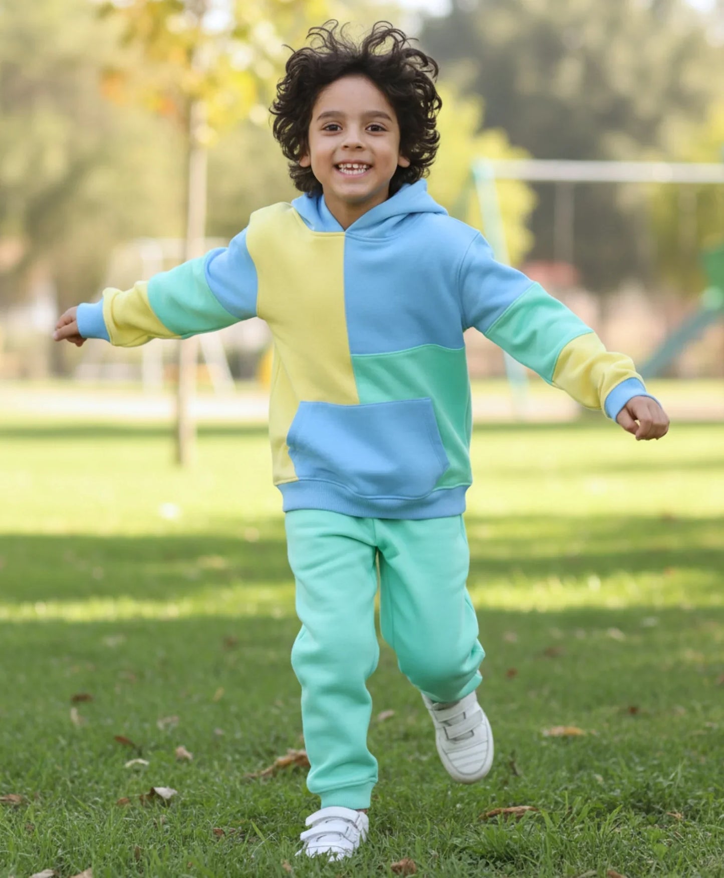 YELLOW SEAGREEN BOYS FLEECE HOODIE GREEN JOGGER SET - YELLOW GREEN