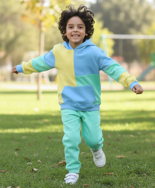 YELLOW SEAGREEN BOYS FLEECE HOODIE GREEN JOGGER SET - YELLOW GREEN