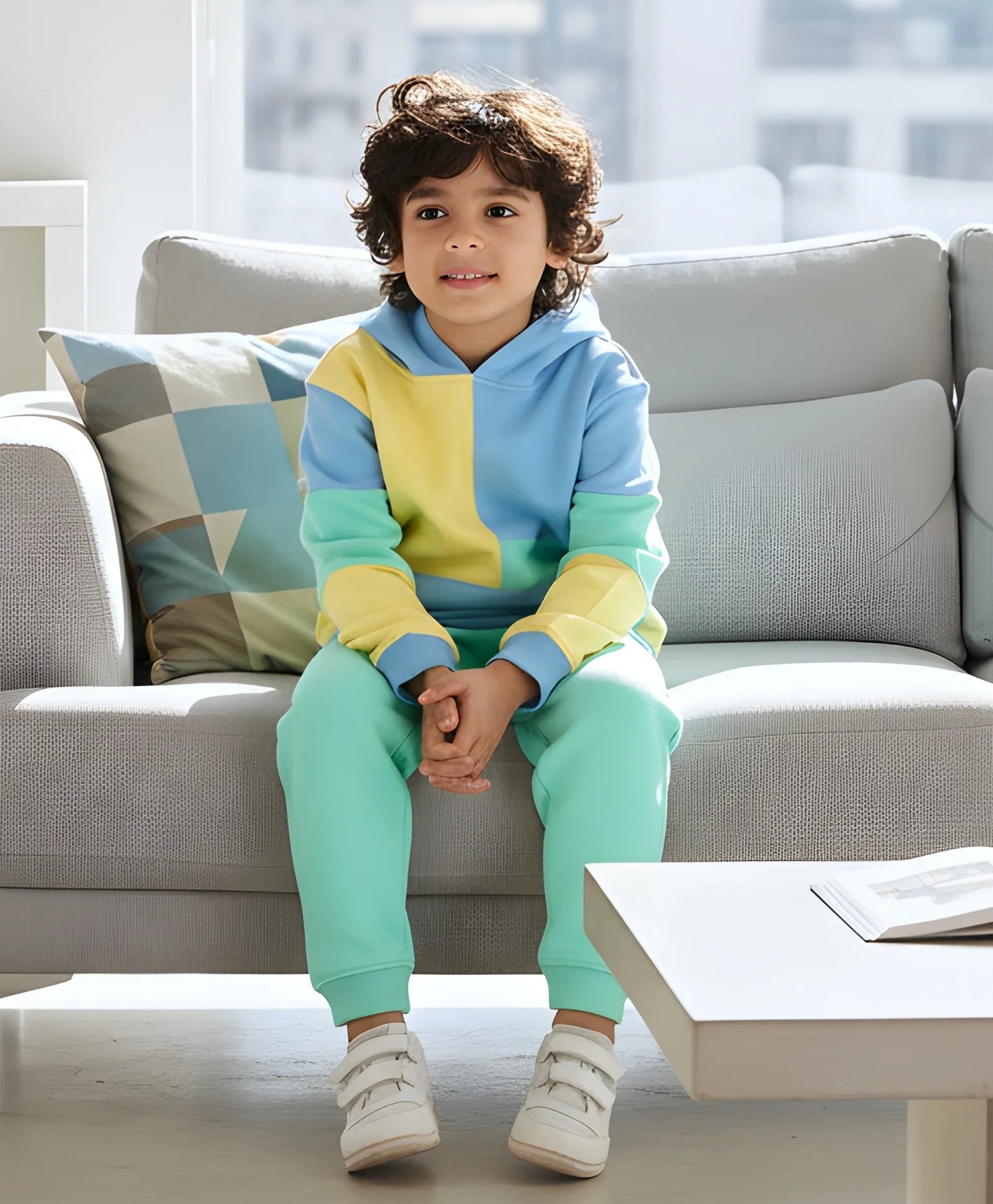 YELLOW SEAGREEN BOYS FLEECE HOODIE GREEN JOGGER SET - YELLOW GREEN