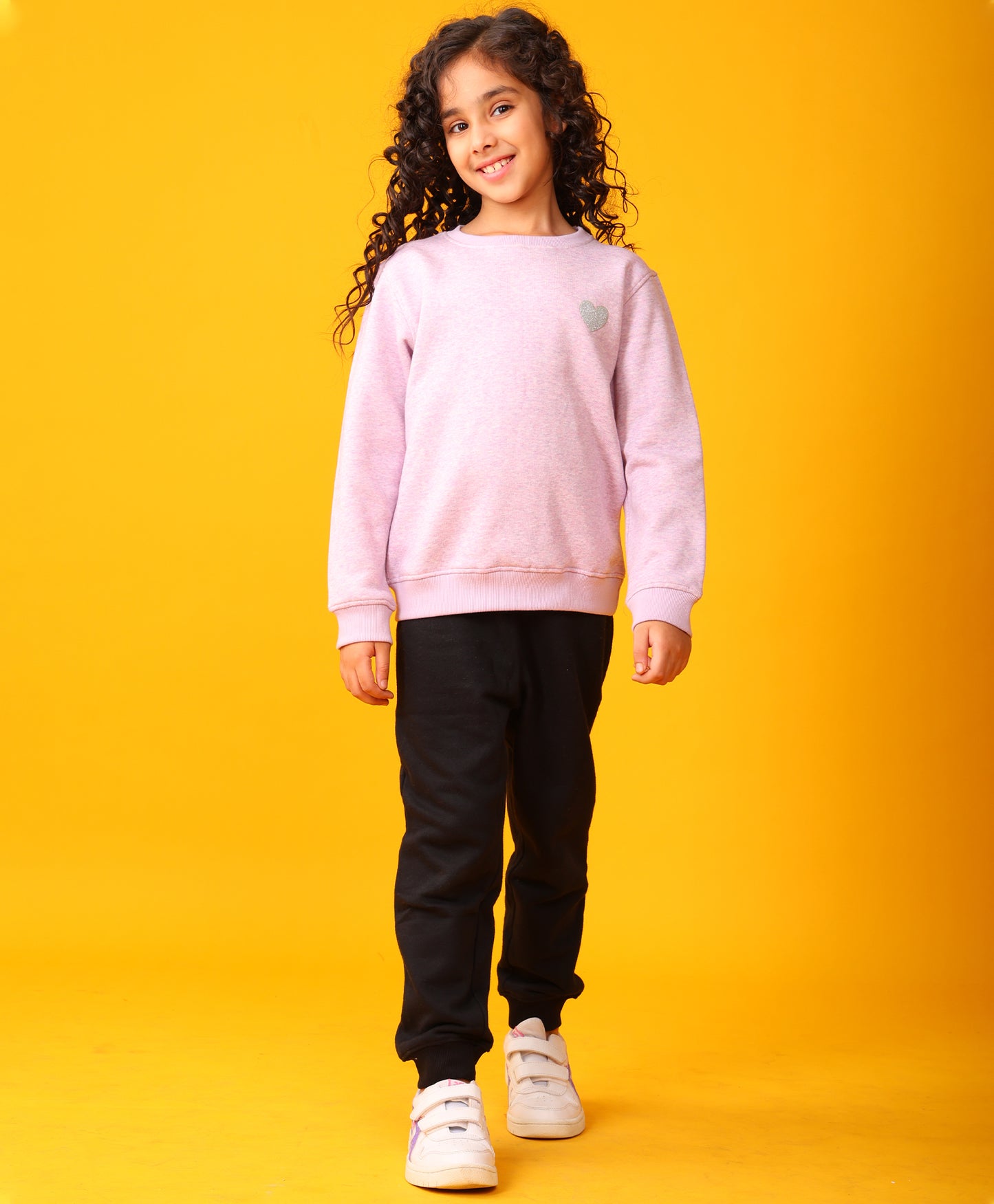 PURPLE MELANGE BLACK FLEECE SWEATSHIRT JOGGER SET - PURPLE/BLACK