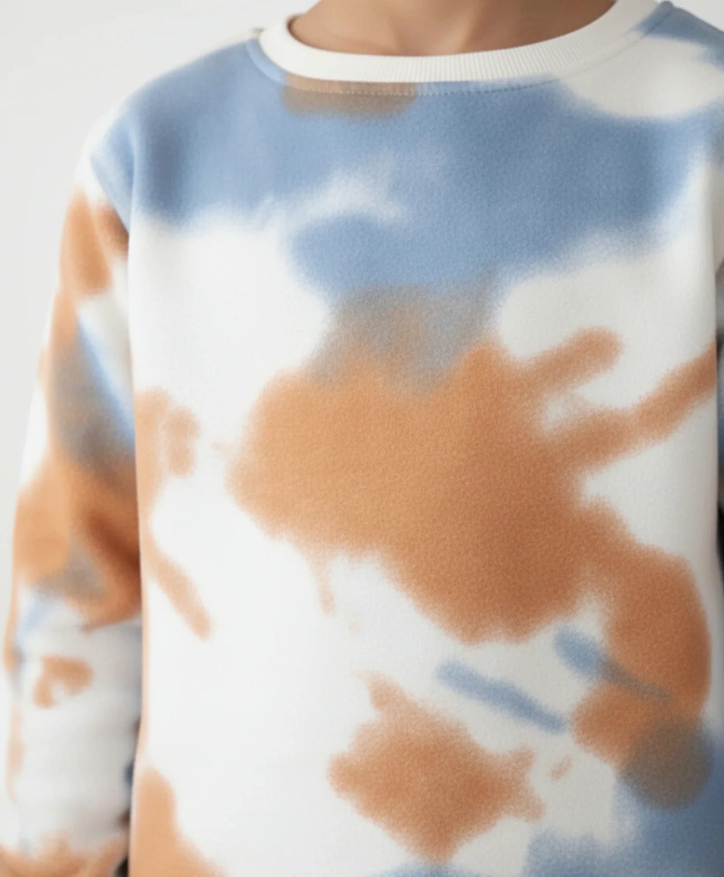 BLUE BROWN TIE DYE FLEECE BOYS SWEATSHIRT - BROWN