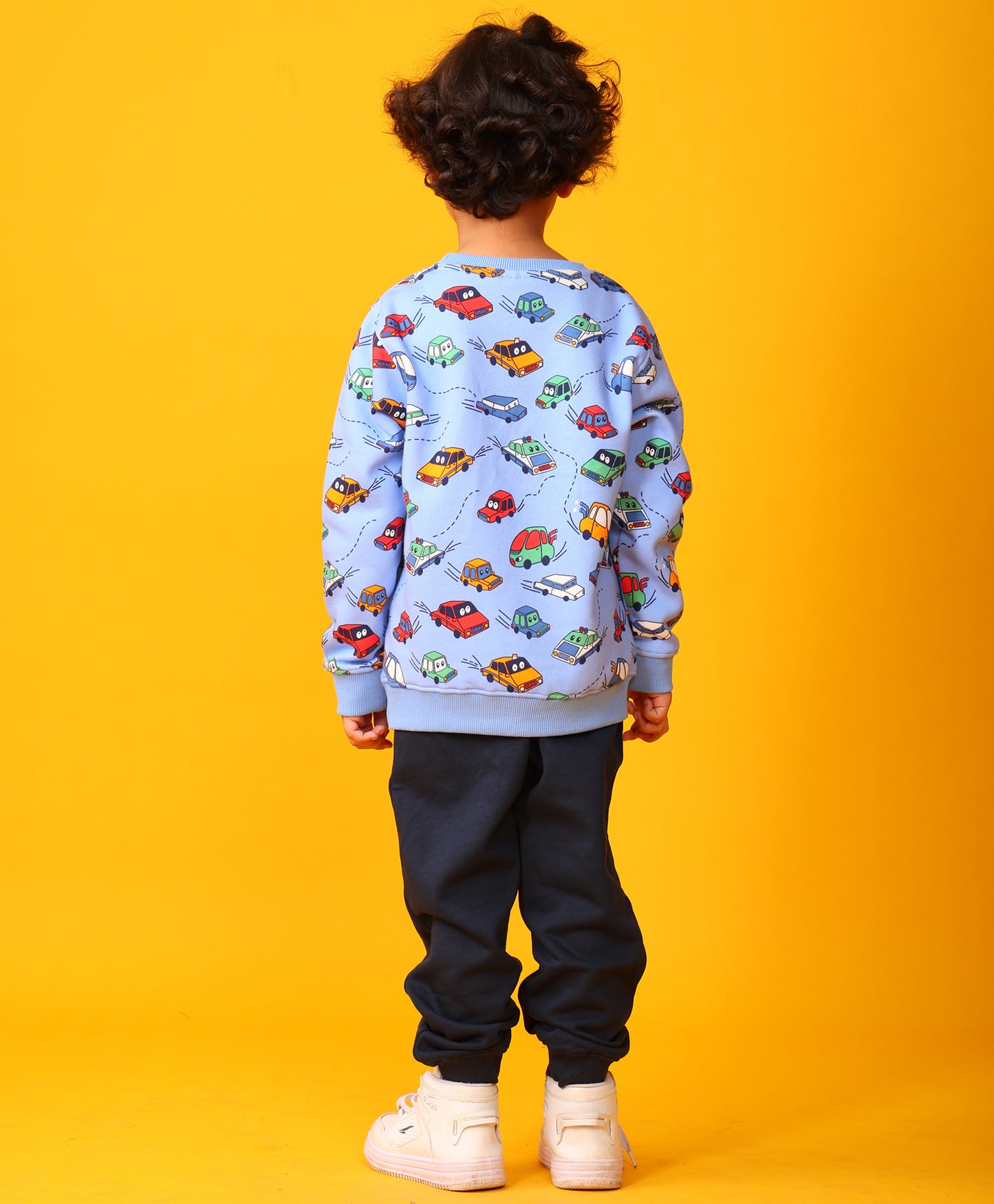 CARS FLEECE SWEATSHIRT BLACK JOGGER SET - BLUE/BLACK