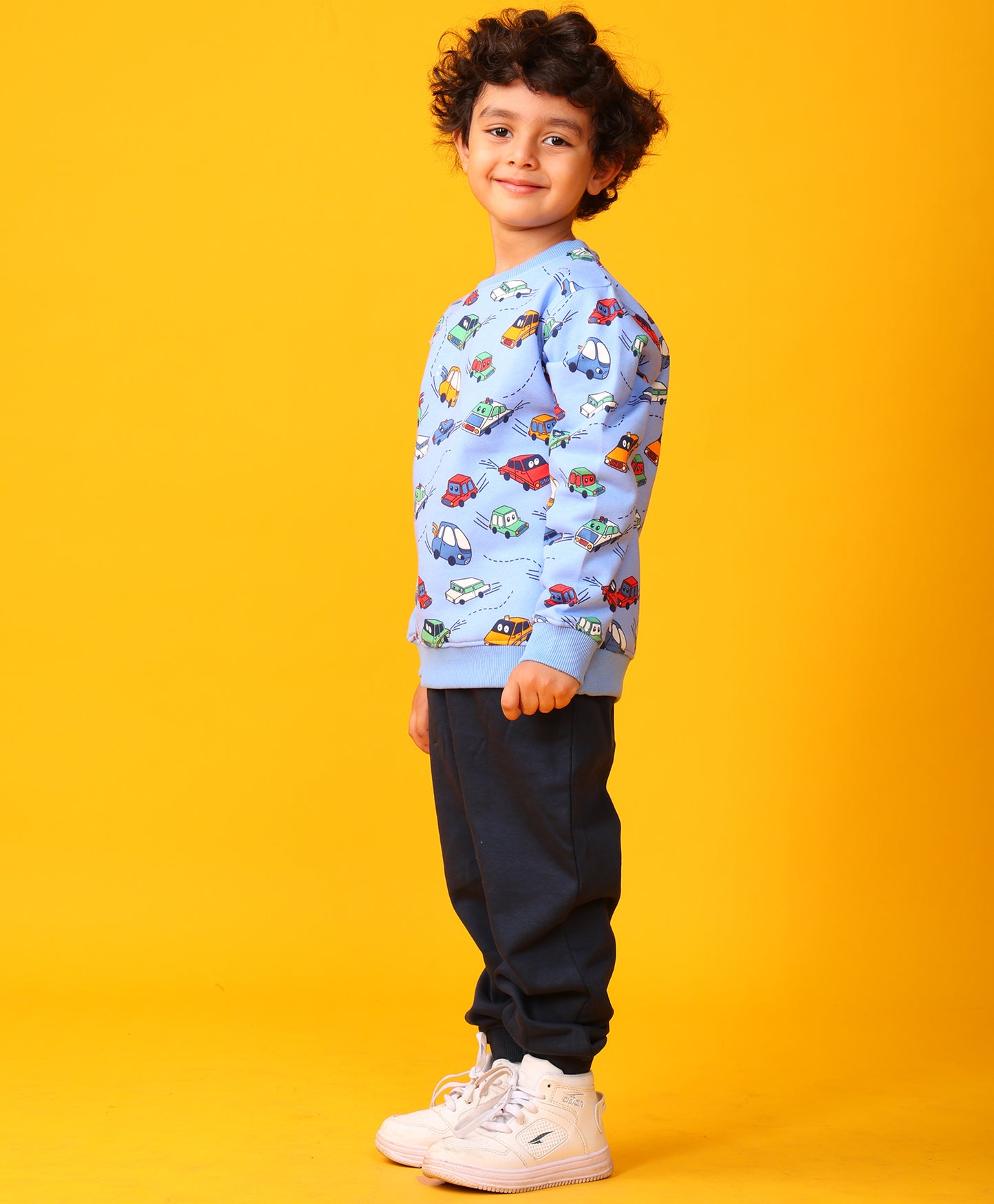 CARS FLEECE SWEATSHIRT BLACK JOGGER SET - BLUE/BLACK