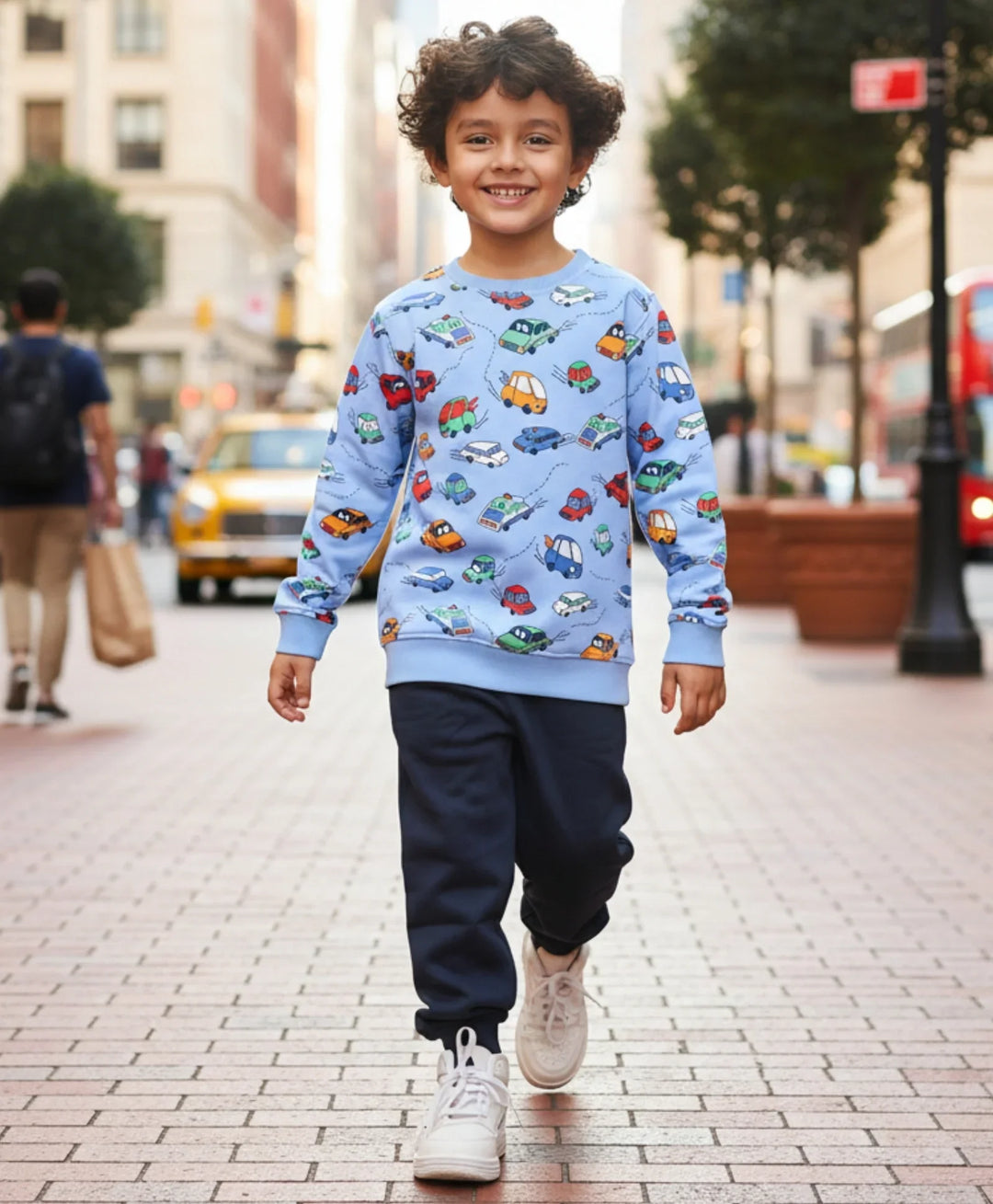CARS FLEECE SWEATSHIRT BLACK JOGGER SET - BLUE/BLACK - Anthrilo 