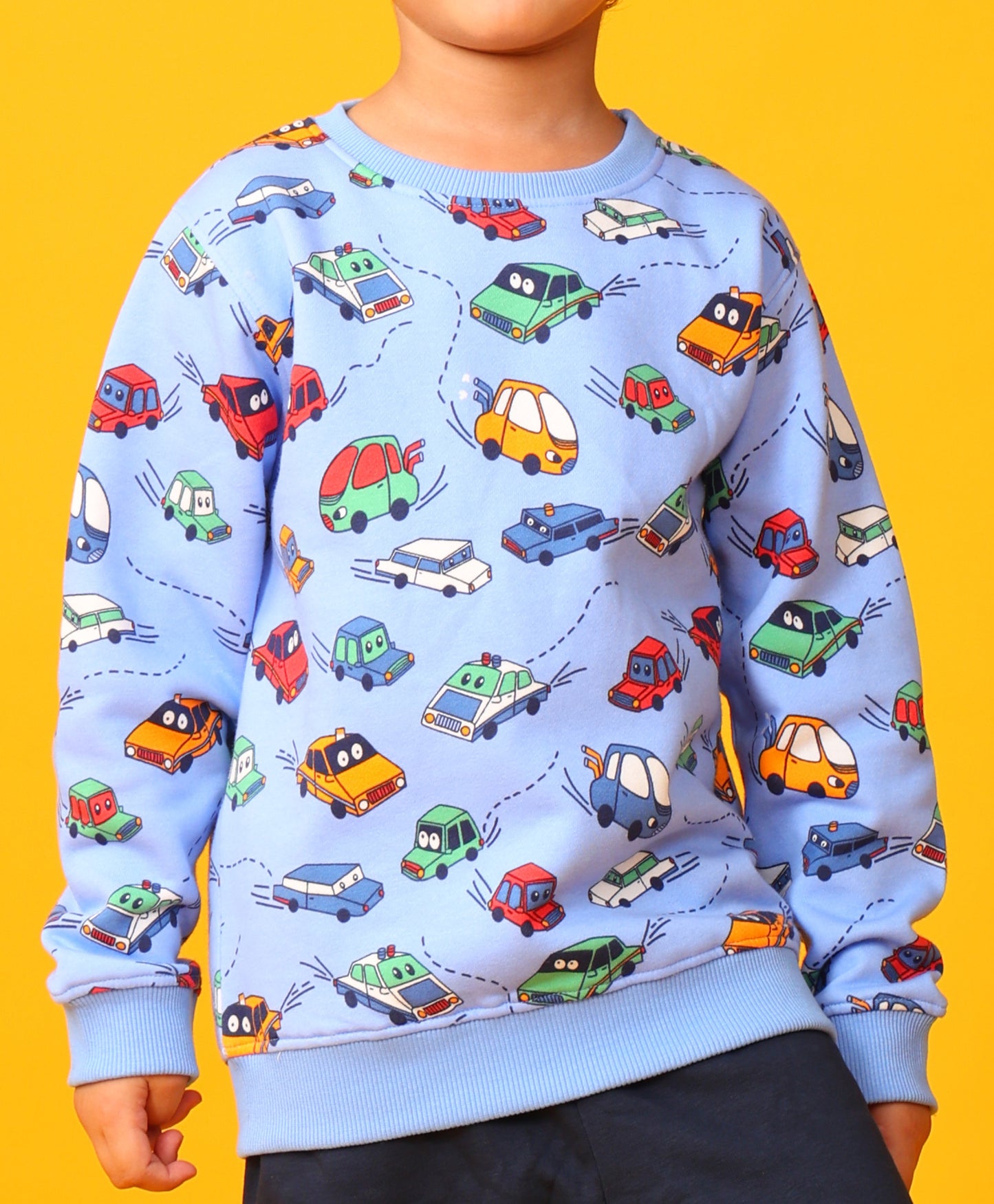 CARS FLEECE SWEATSHIRT BLACK JOGGER SET - BLUE/BLACK