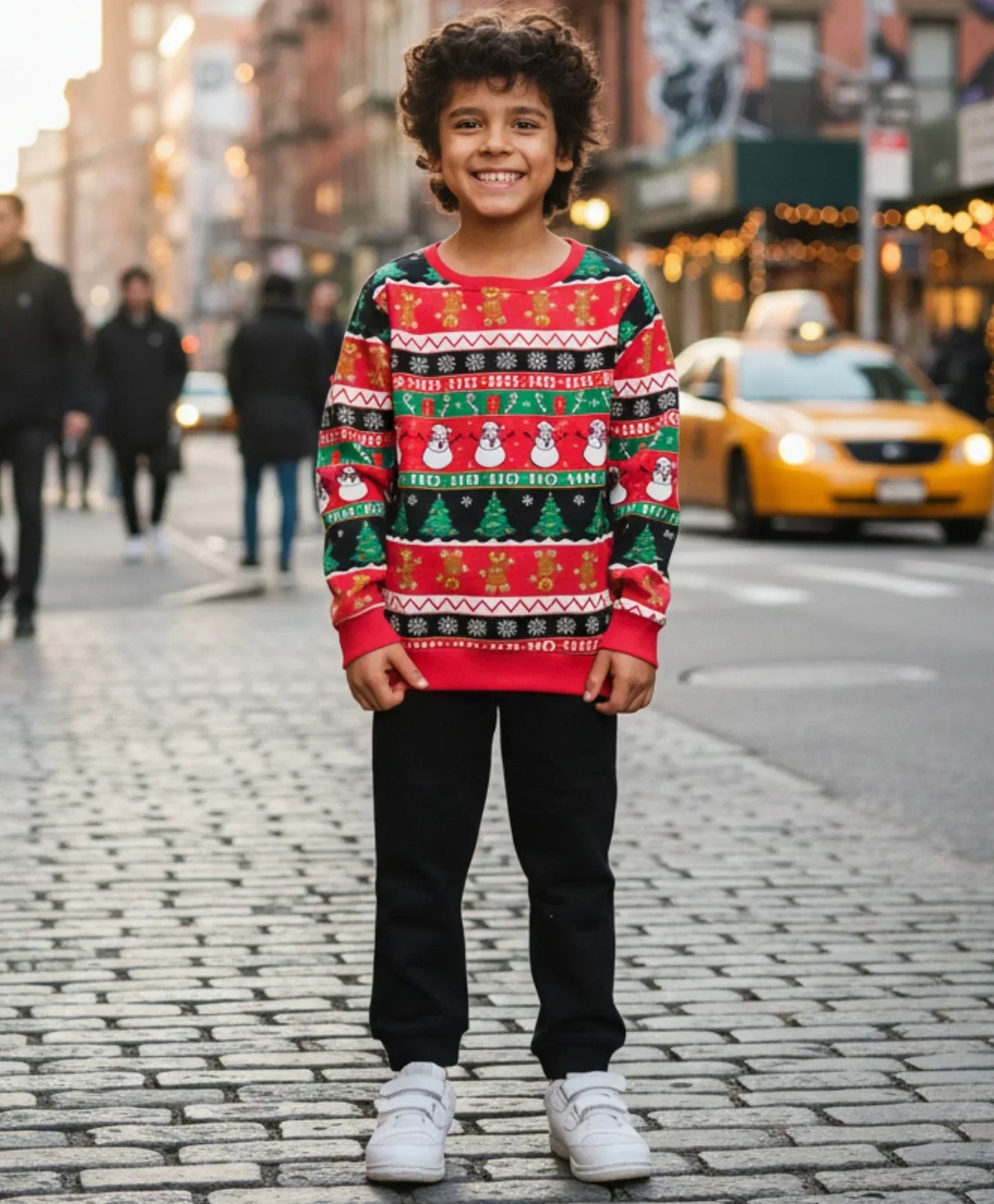 CHRISTMAS SNOWMAN BLACK FLEECE SWEATSHIRT JOGGER SET - RED/BLACK - Anthrilo 