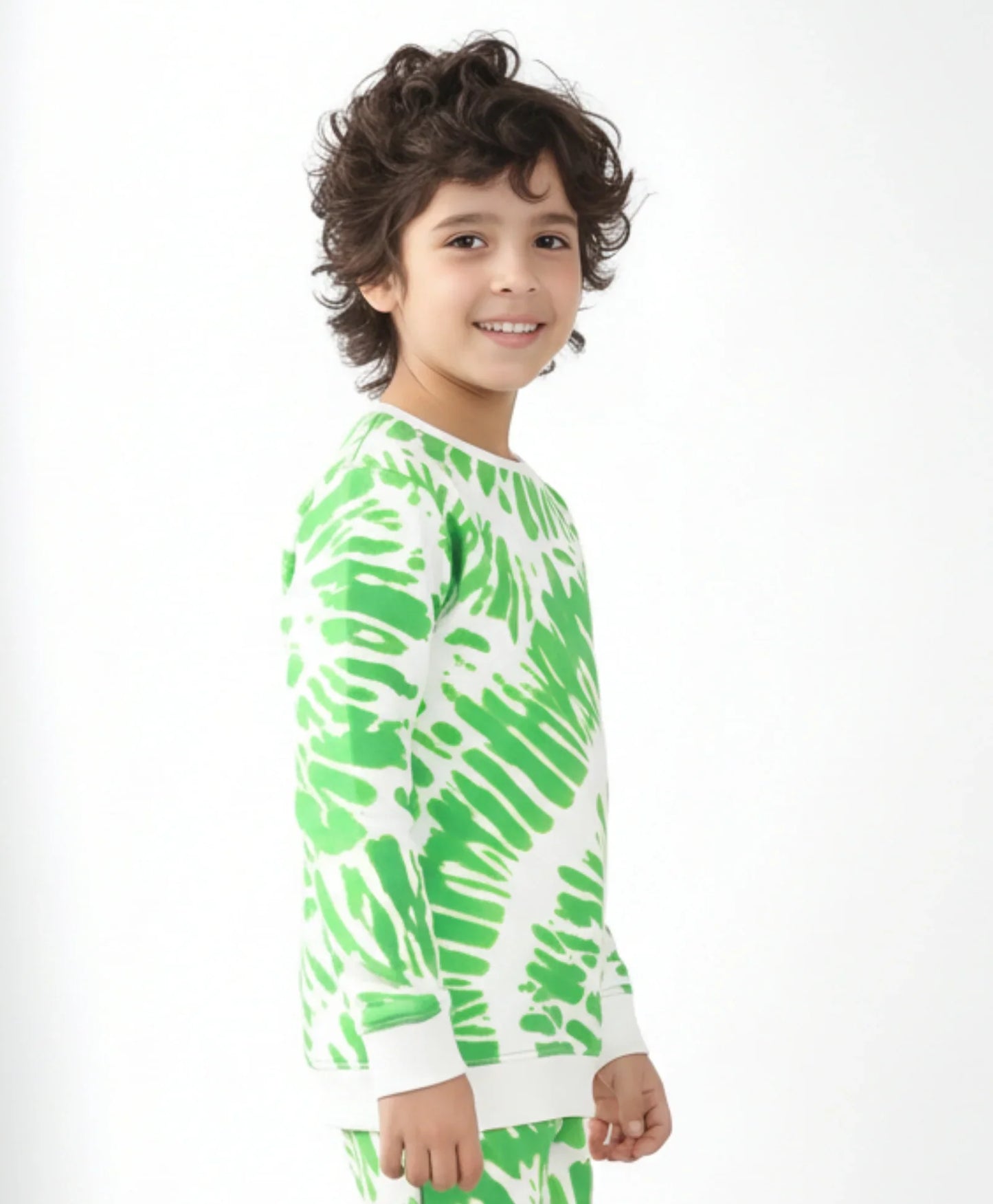 GREEN SWIRL BOYS FLEECE SWEATSHIRT - GREEN
