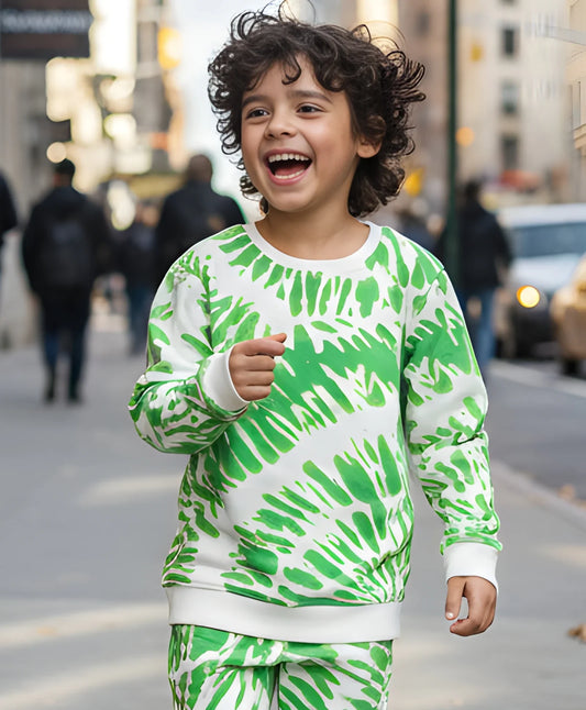 GREEN SWIRL BOYS FLEECE SWEATSHIRT - GREEN