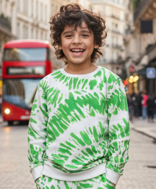 GREEN SWIRL BOYS FLEECE SWEATSHIRT - GREEN