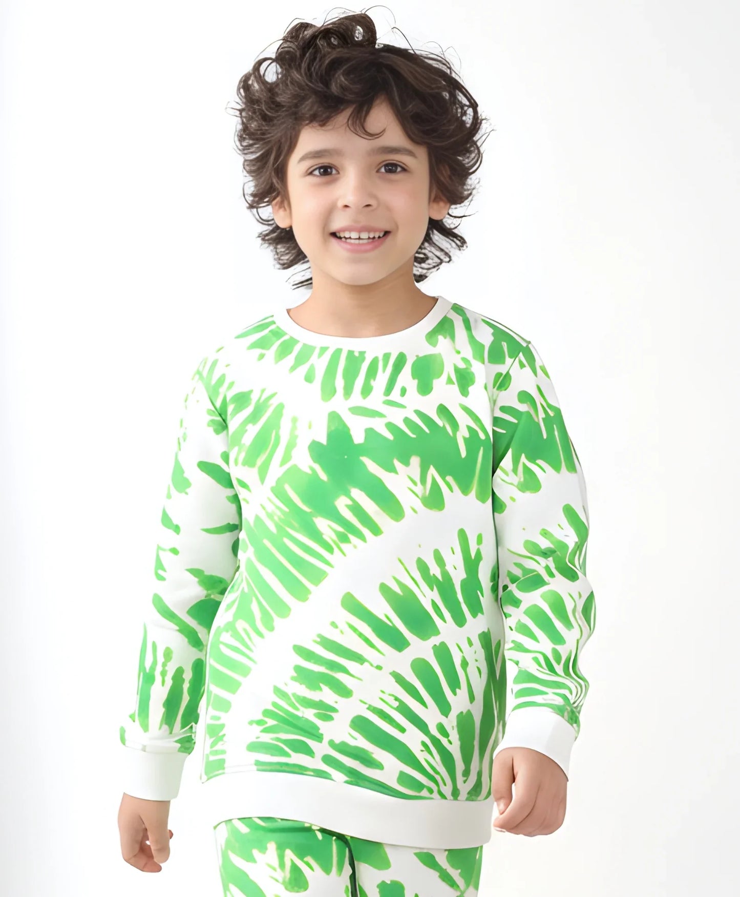 GREEN SWIRL BOYS FLEECE SWEATSHIRT - GREEN