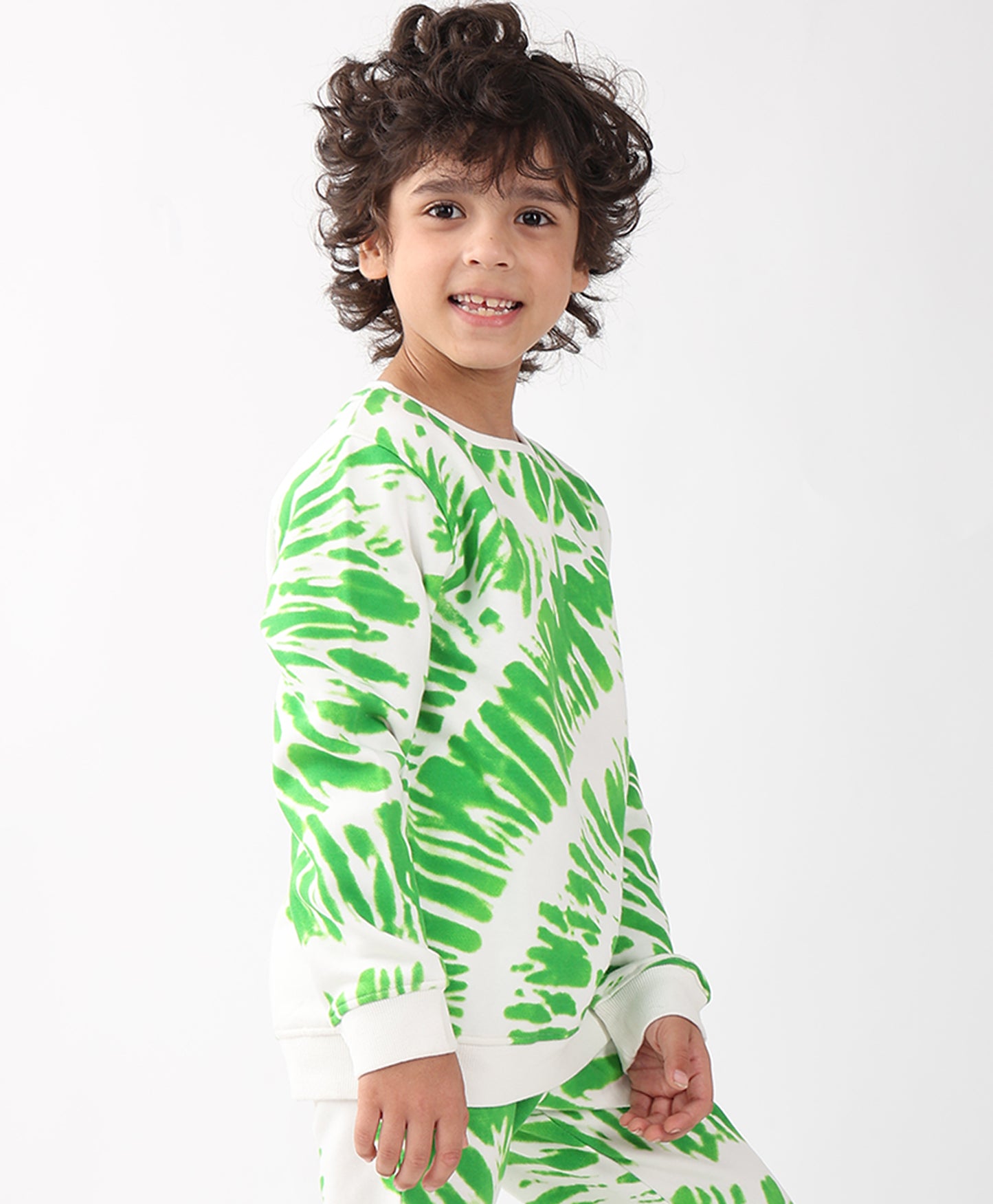 GREEN SWIRL BOYS FLEECE SWEATSHIRT - GREEN
