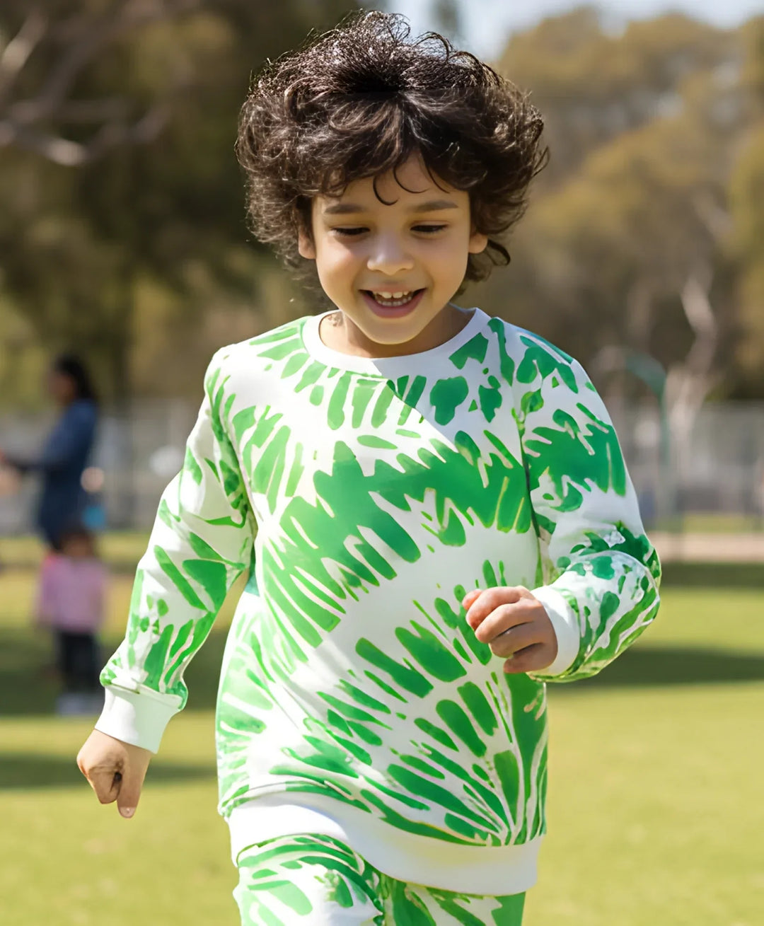 GREEN SWIRL BOYS FLEECE SWEATSHIRT - GREEN