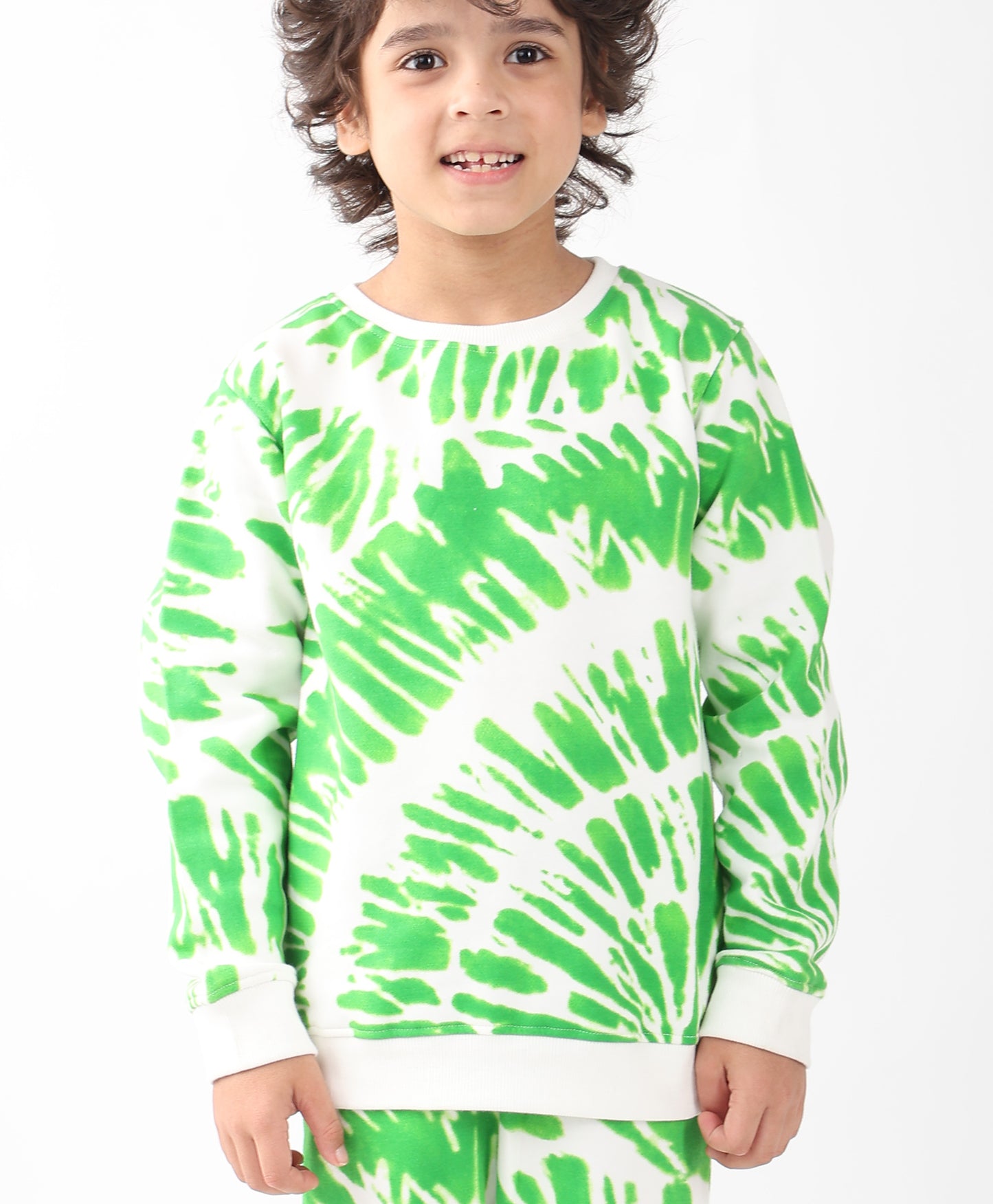 GREEN SWIRL BOYS FLEECE SWEATSHIRT - GREEN