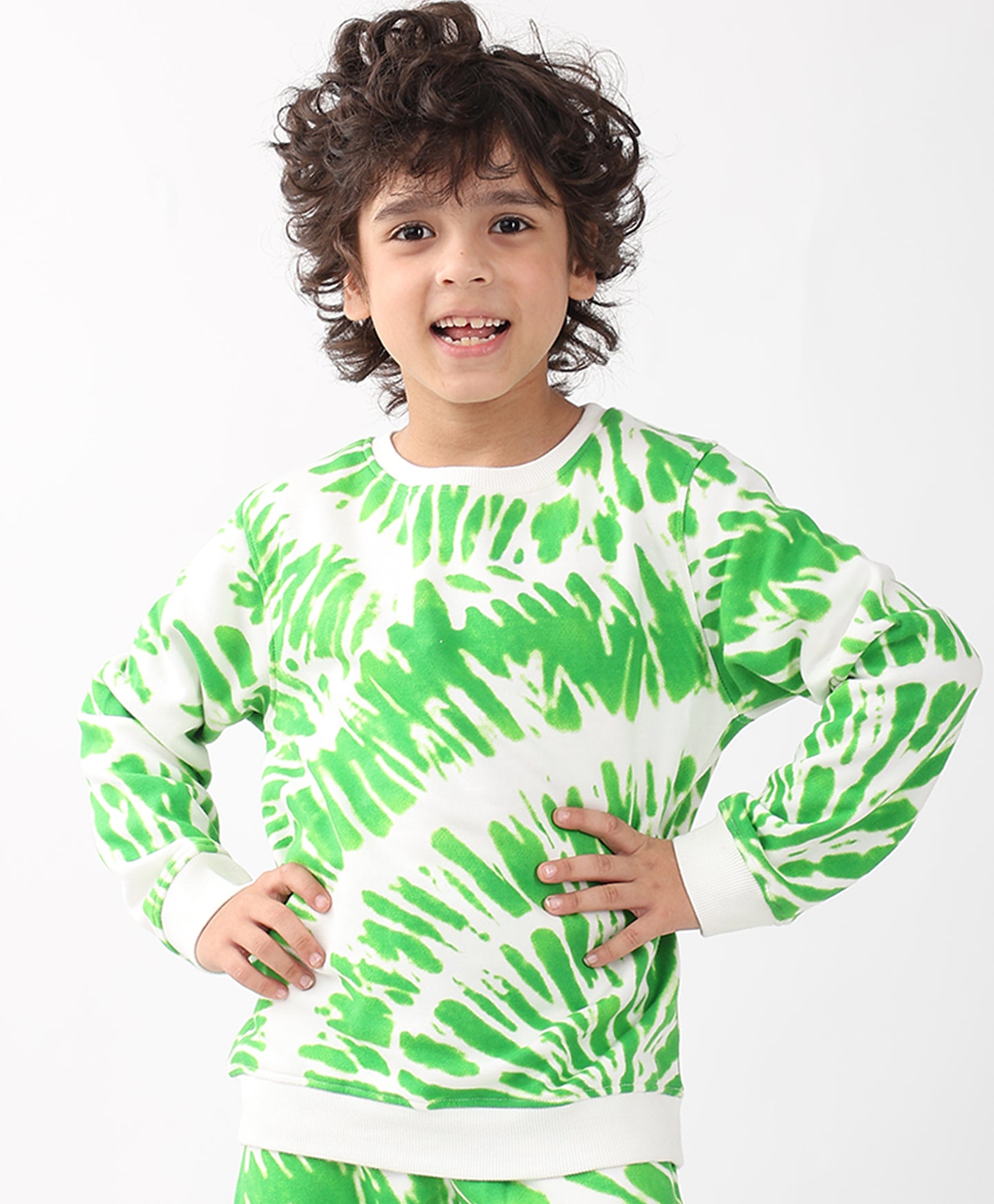 GREEN SWIRL BOYS FLEECE SWEATSHIRT - GREEN