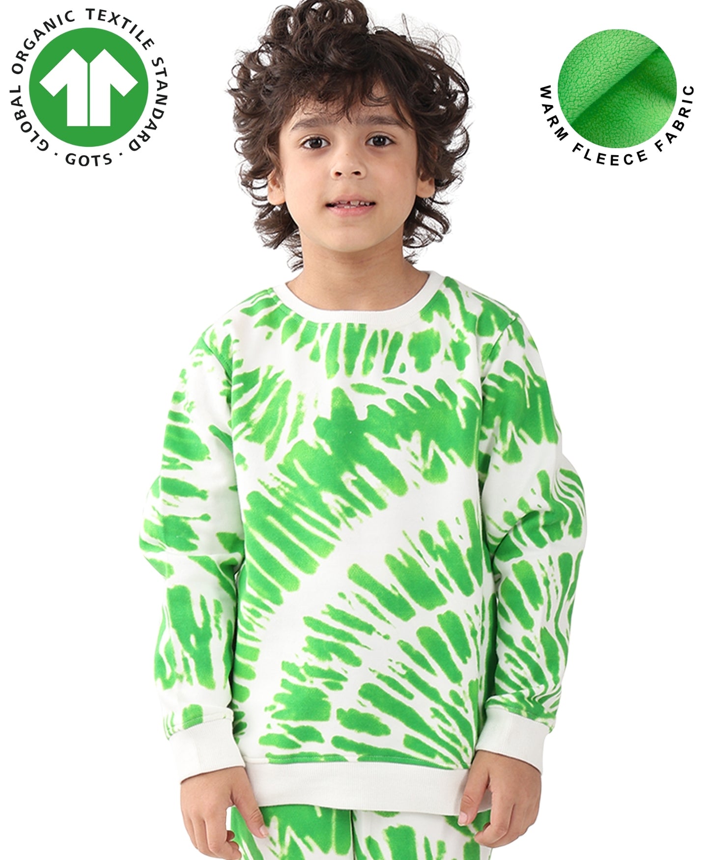 GREEN SWIRL BOYS FLEECE SWEATSHIRT - GREEN