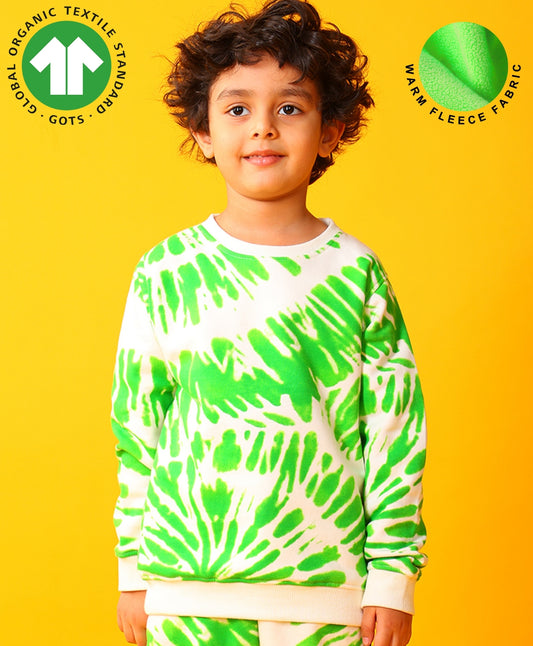GREEN SWIRL BOYS FLEECE SWEATSHIRT - GREEN