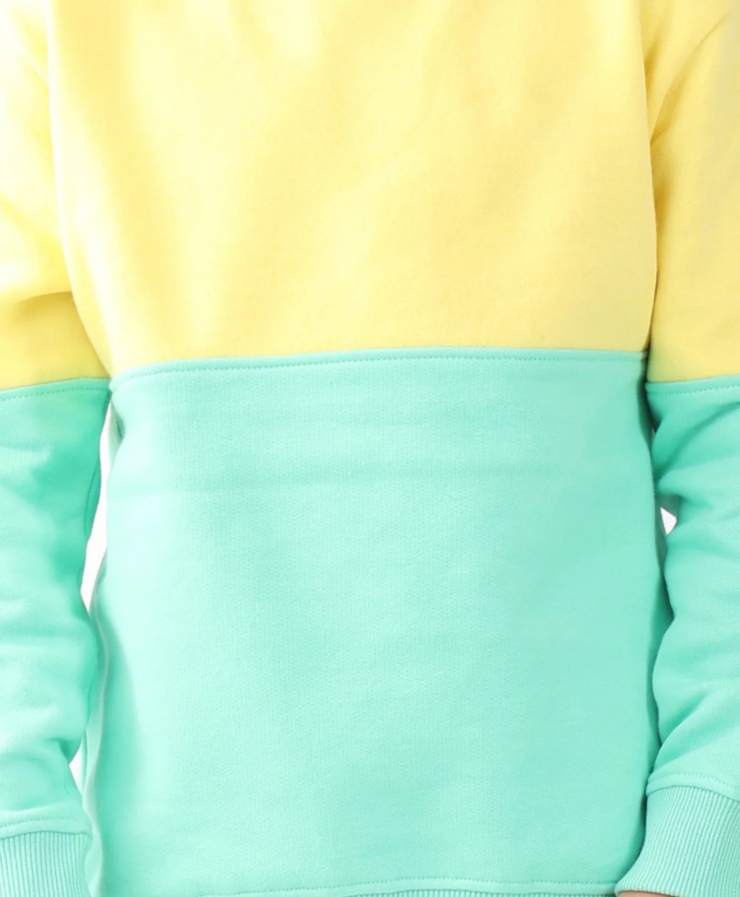 YELLOW GREEN COLOR BLOCK BOYS FLEECE SWEATSHIRT - YELLOW/GREEN