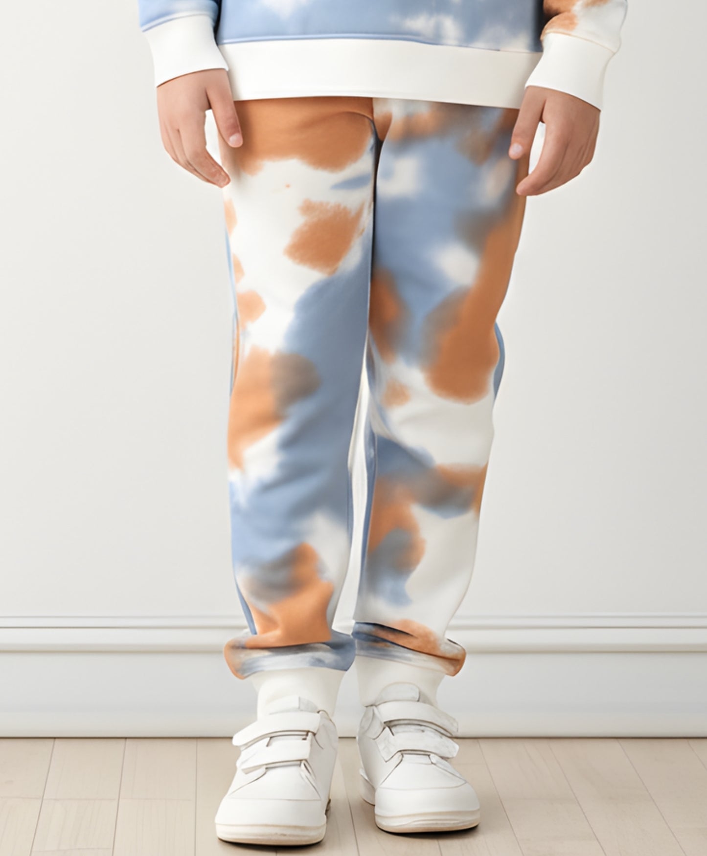 BLUE BROWN TIE DYE BOYS FLEECE JOGGER - BROWN