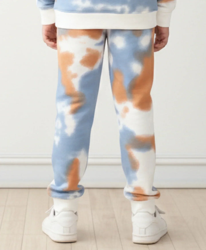BLUE BROWN TIE DYE BOYS FLEECE JOGGER - BROWN - Anthrilo 