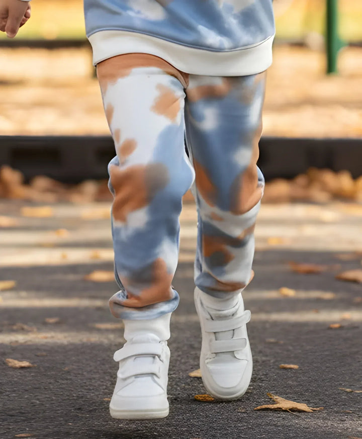 BLUE BROWN TIE DYE BOYS FLEECE JOGGER - BROWN - Anthrilo 