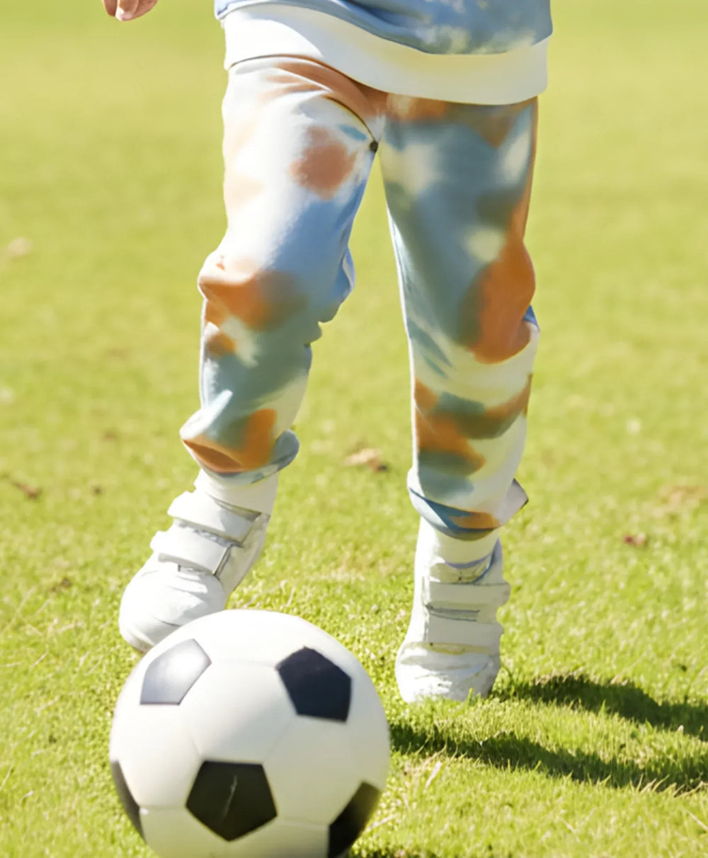 BLUE BROWN TIE DYE BOYS FLEECE JOGGER - BROWN - Anthrilo 