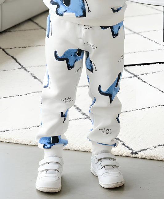 ELEPHANT SFARI BOYS FLEECE JOGGER - WHITE