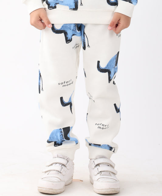 ELEPHANT SFARI BOYS FLEECE JOGGER - WHITE