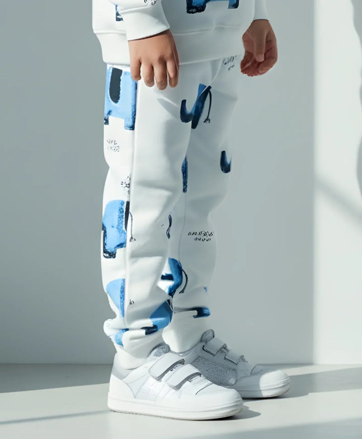 ELEPHANT SFARI BOYS FLEECE JOGGER - WHITE - Anthrilo 