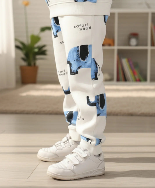 ELEPHANT SFARI BOYS FLEECE JOGGER - WHITE