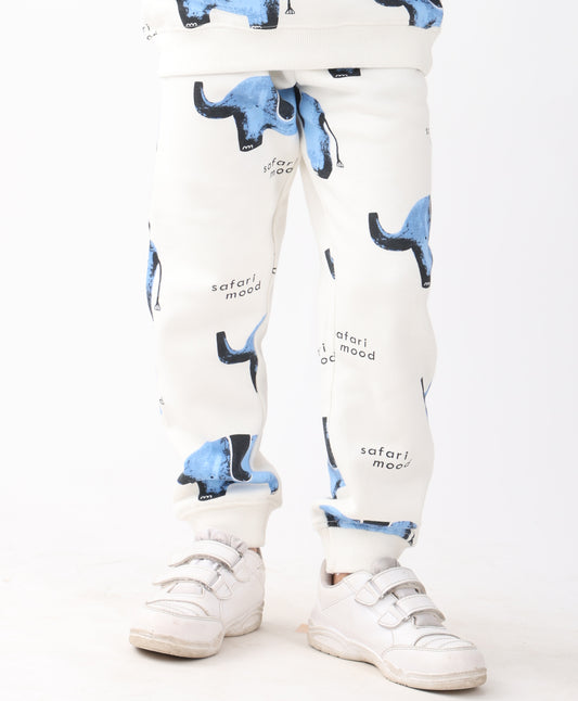 ELEPHANT SFARI BOYS FLEECE JOGGER - WHITE