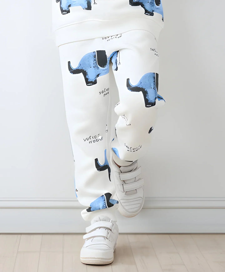 ELEPHANT SFARI BOYS FLEECE JOGGER - WHITE - Anthrilo 