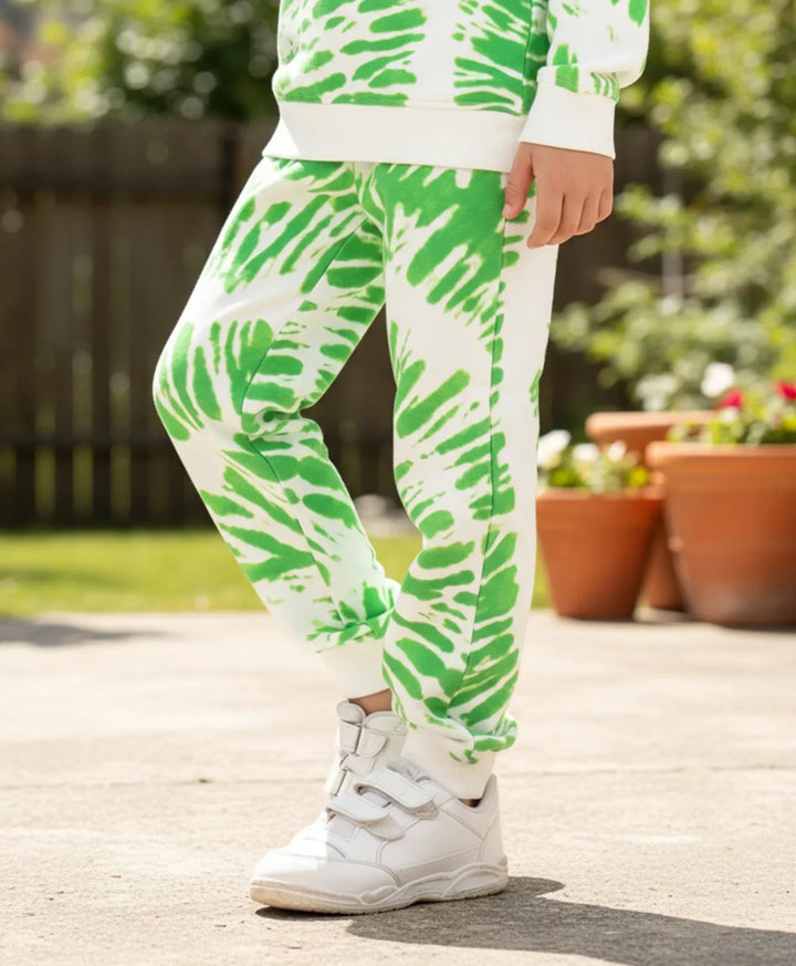 GREEN SWIRL BOYS FLEECE JOGGER - GREEN