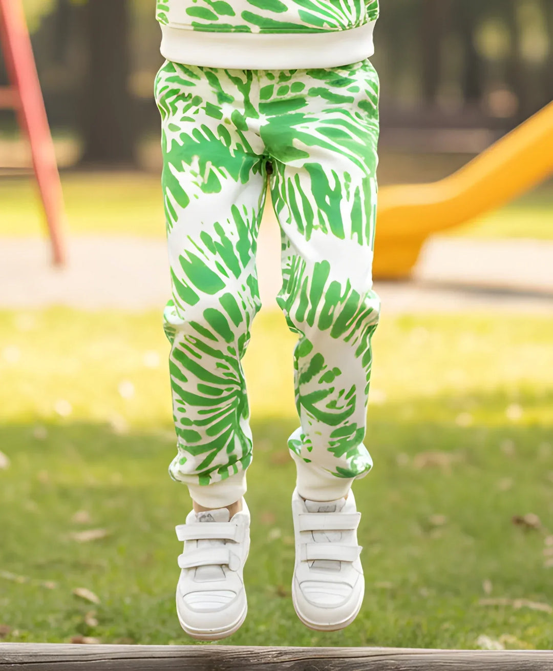 GREEN SWIRL BOYS FLEECE JOGGER - GREEN