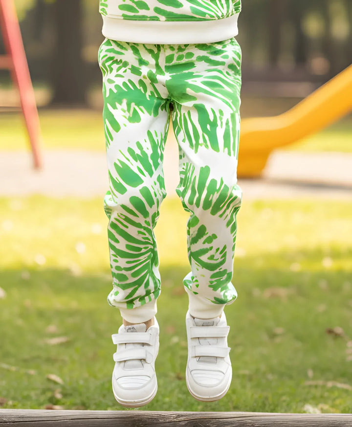 GREEN SWIRL BOYS FLEECE JOGGER - GREEN