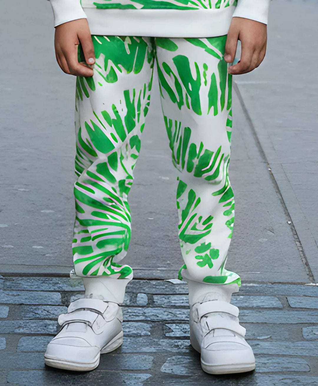 GREEN SWIRL BOYS FLEECE JOGGER - GREEN