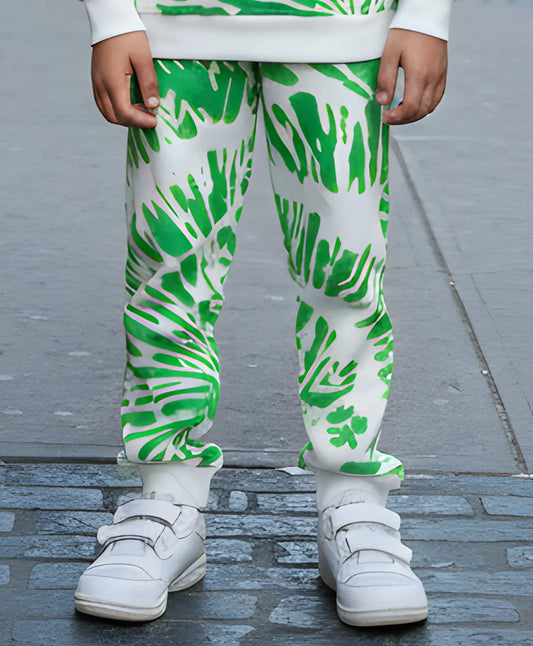 GREEN SWIRL BOYS FLEECE JOGGER - GREEN