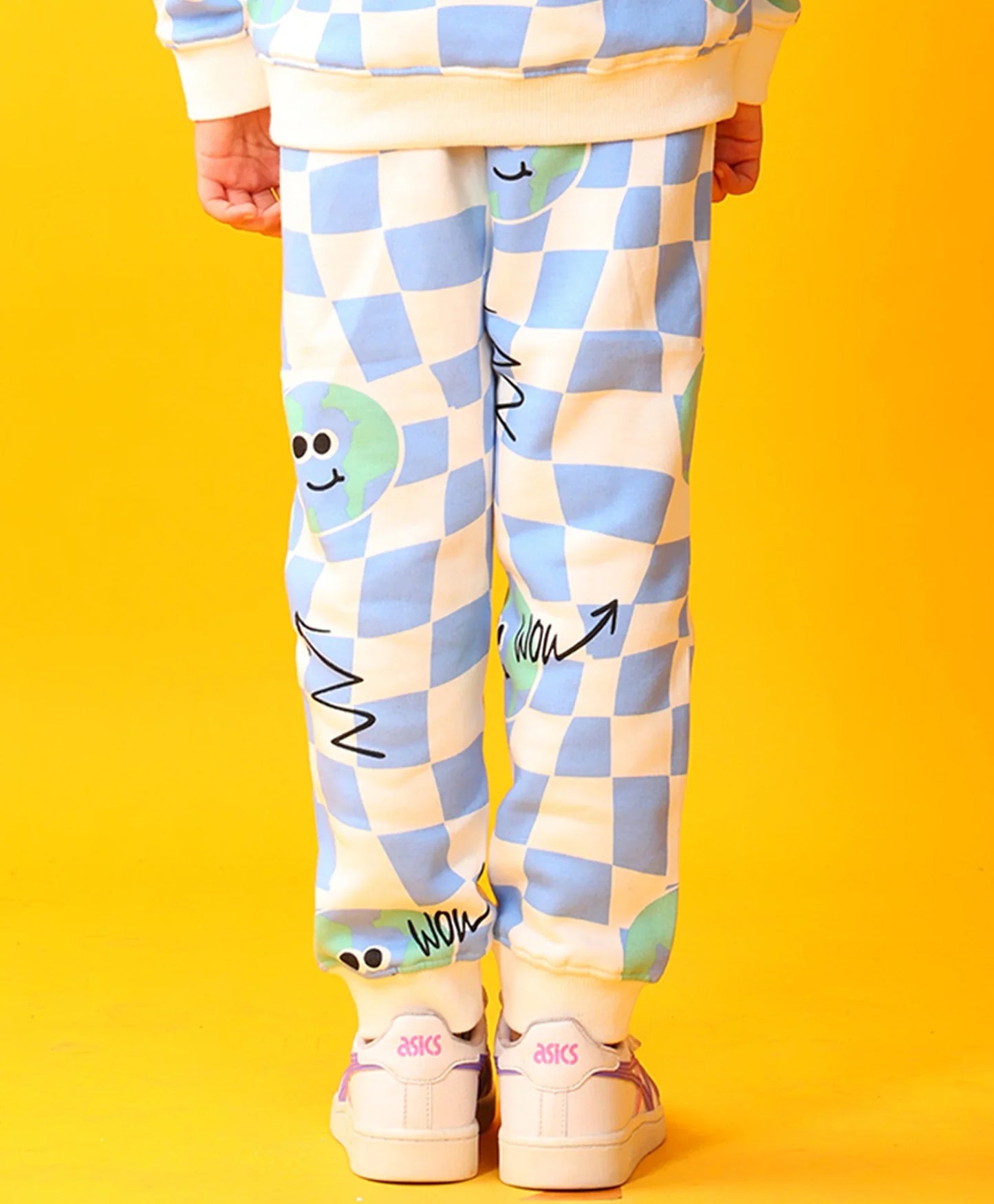 GLOBE CHECK GIRLS FLEECE JOGGER - BLUE