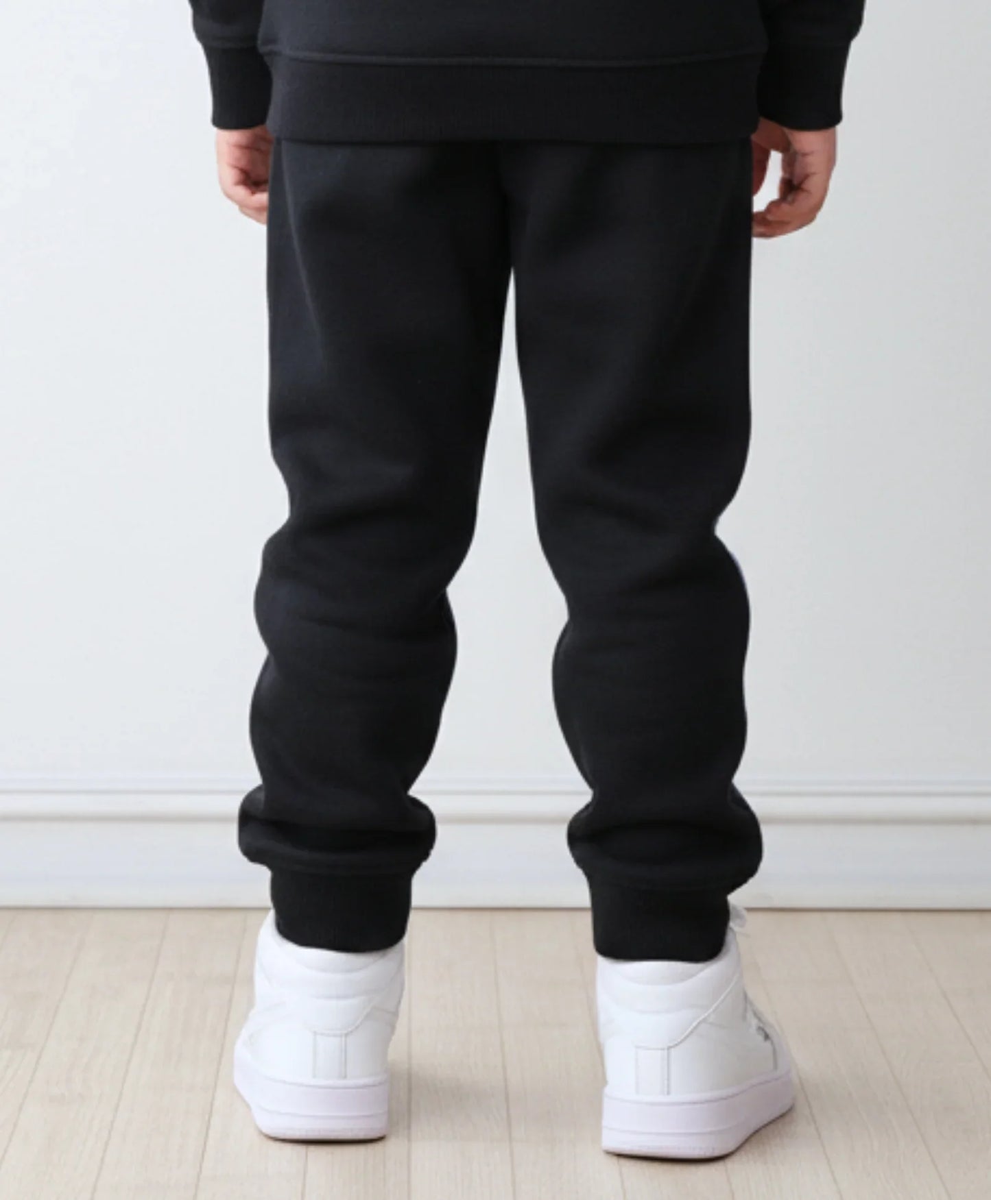 BLACK BLUE INTERLOCK BOYS FLEECE JOGGER - BLACK
