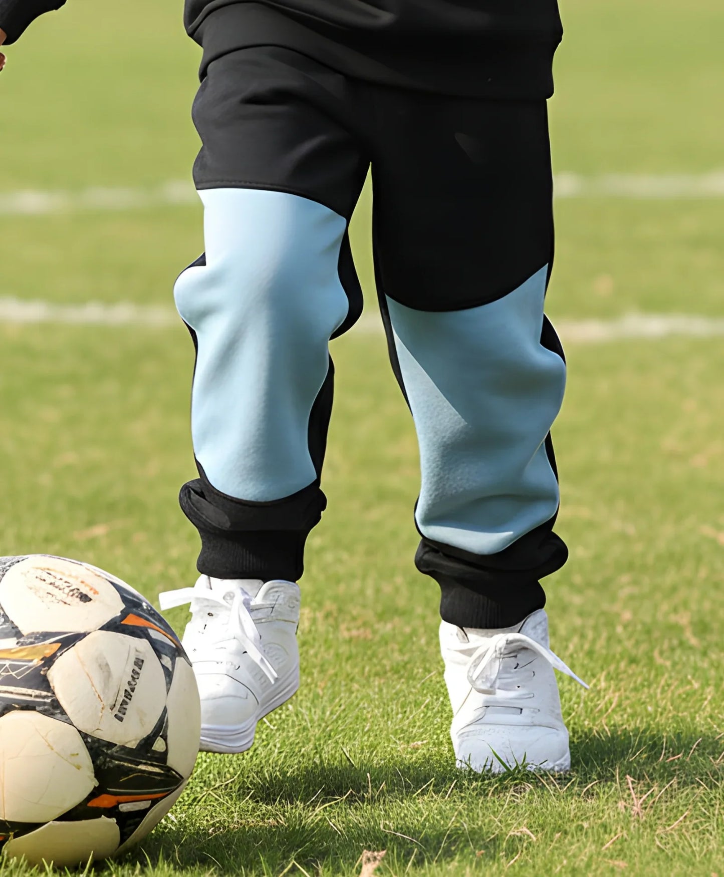 BLACK BLUE INTERLOCK BOYS FLEECE JOGGER - BLACK