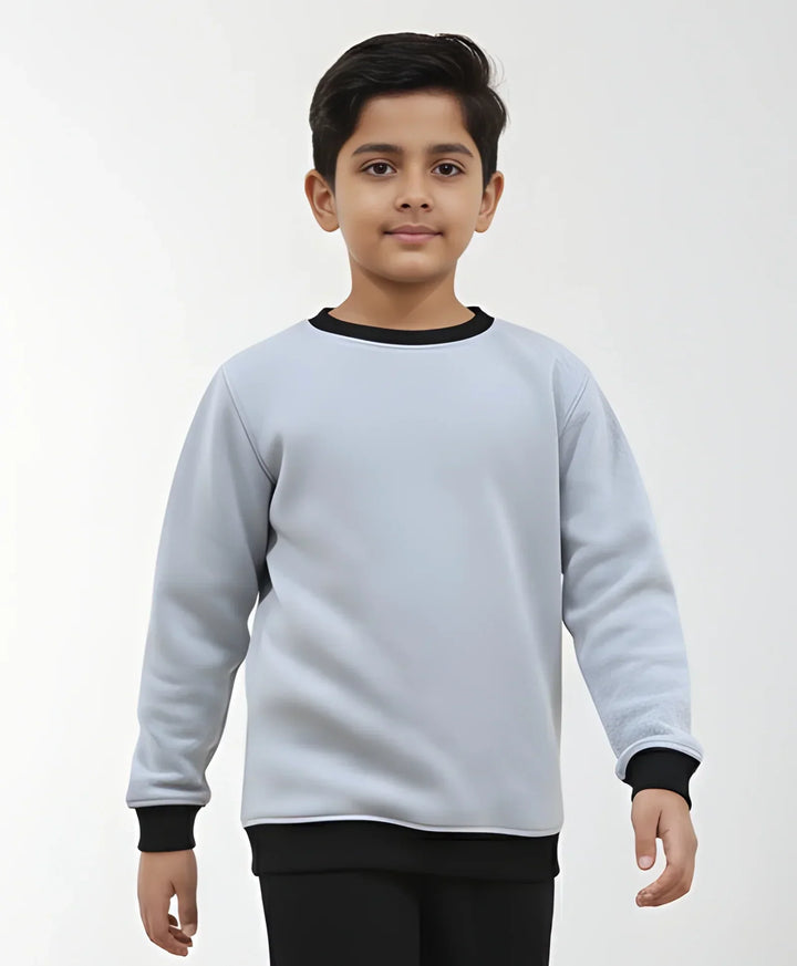 BLACK MELANGE BOYS FLEECE SWEATSHIRT - GREY - Anthrilo 