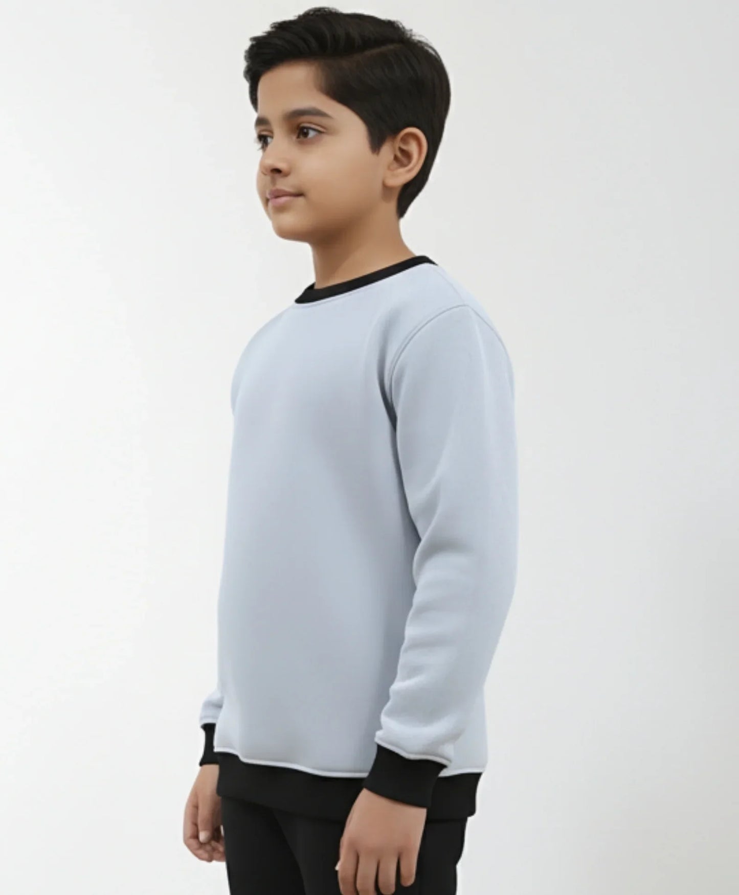 BLACK MELANGE BOYS FLEECE SWEATSHIRT - GREY
