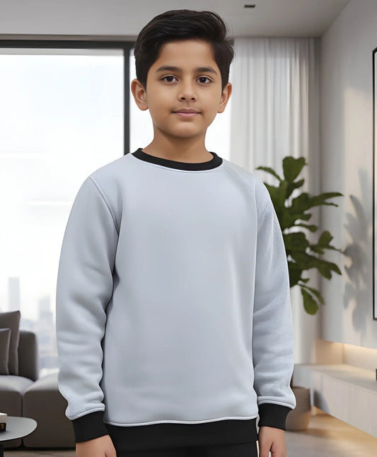 BLACK MELANGE BOYS FLEECE SWEATSHIRT - GREY