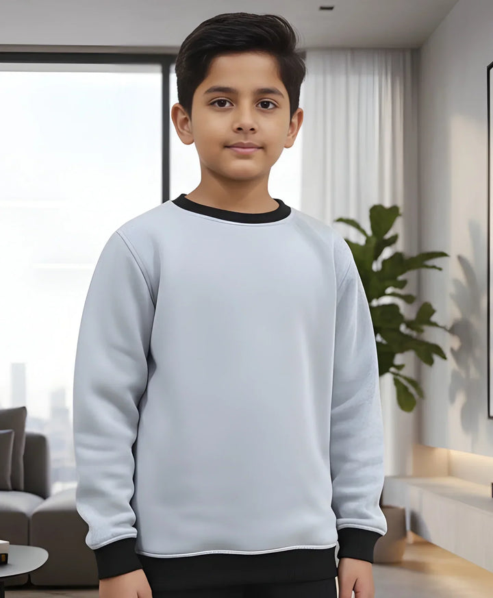 BLACK MELANGE BOYS FLEECE SWEATSHIRT - GREY - Anthrilo 