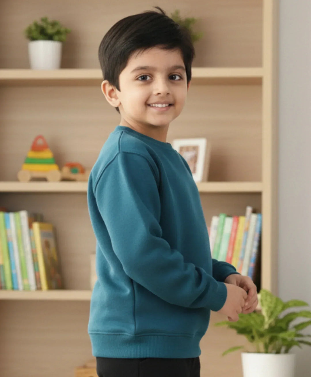 TEAL COLOR BOYS FLEECE SWEATSHIRT - TEAL