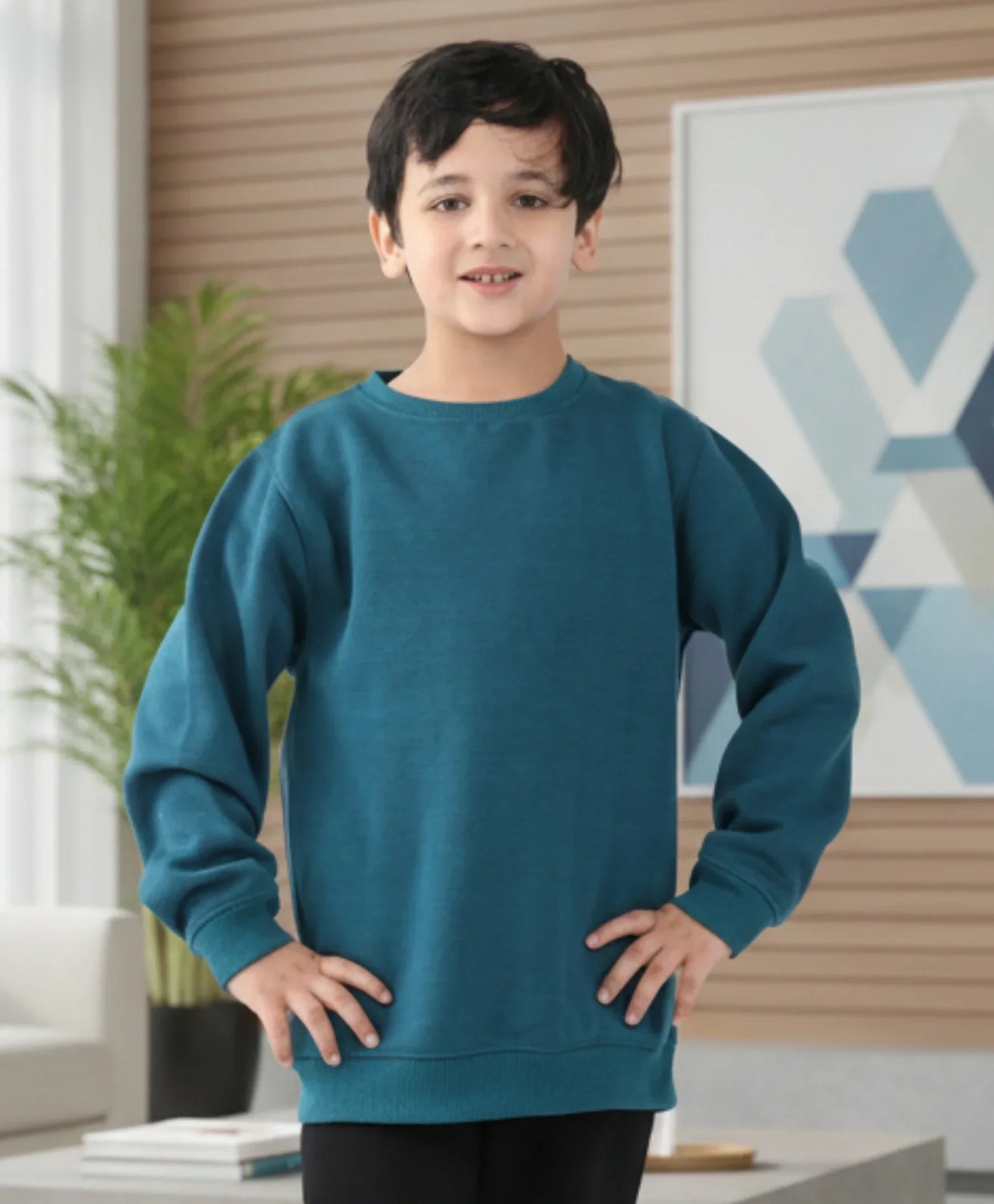 TEAL COLOR BOYS FLEECE SWEATSHIRT - TEAL