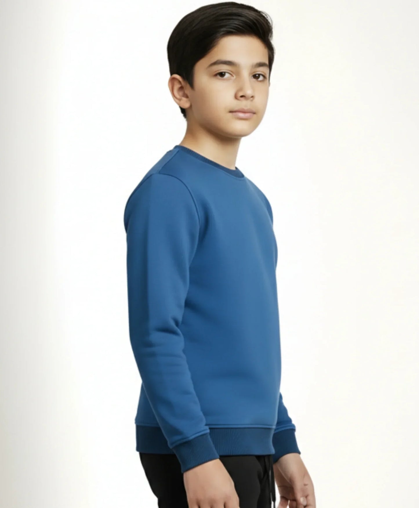 BLUE MELANGE BOYS FLEECE SWEATSHIRT - BLUE