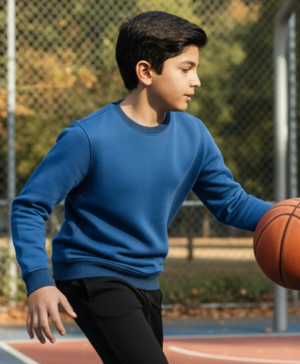 BLUE MELANGE BOYS FLEECE SWEATSHIRT - BLUE - Anthrilo 