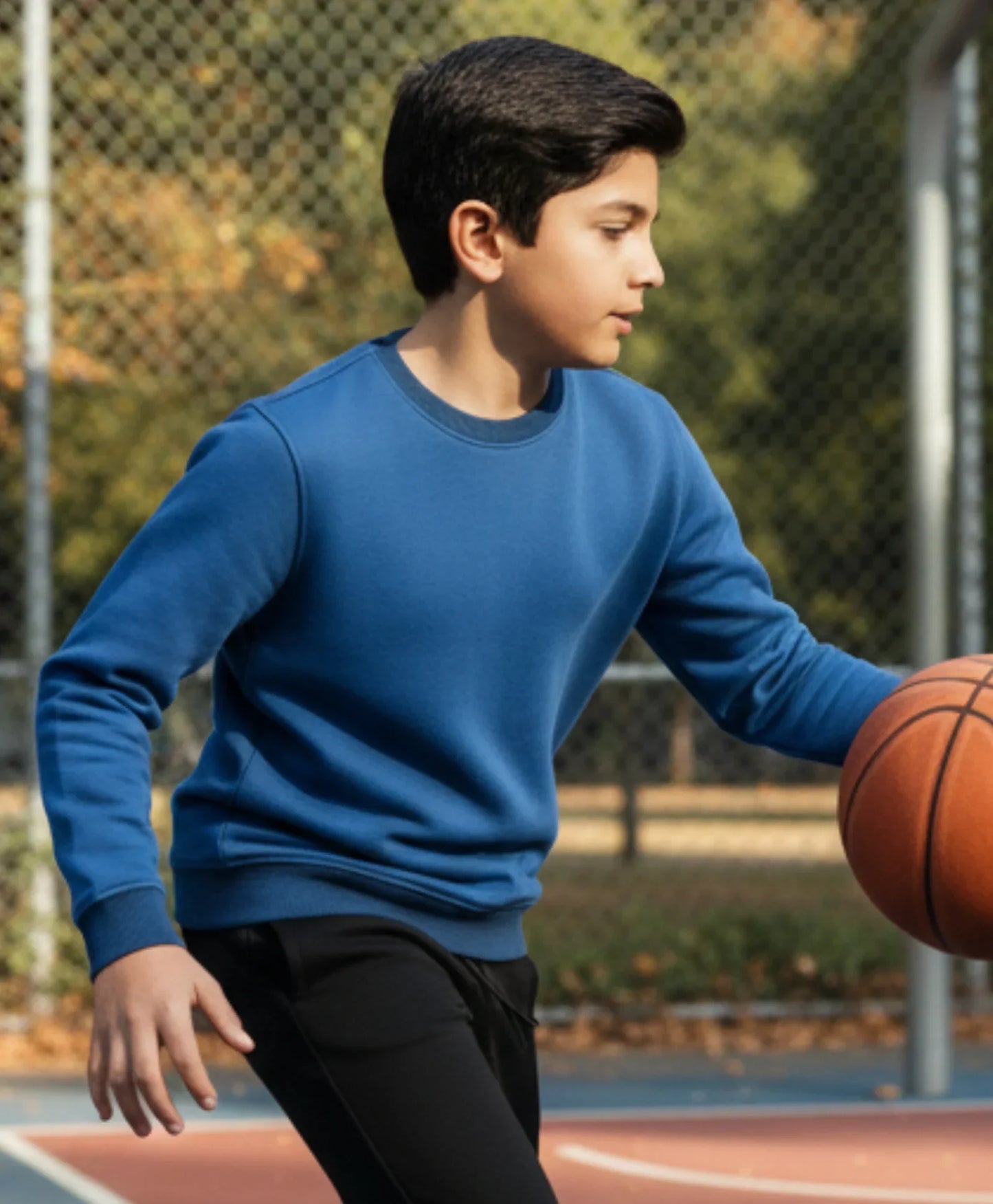 BLUE MELANGE BOYS FLEECE SWEATSHIRT - BLUE