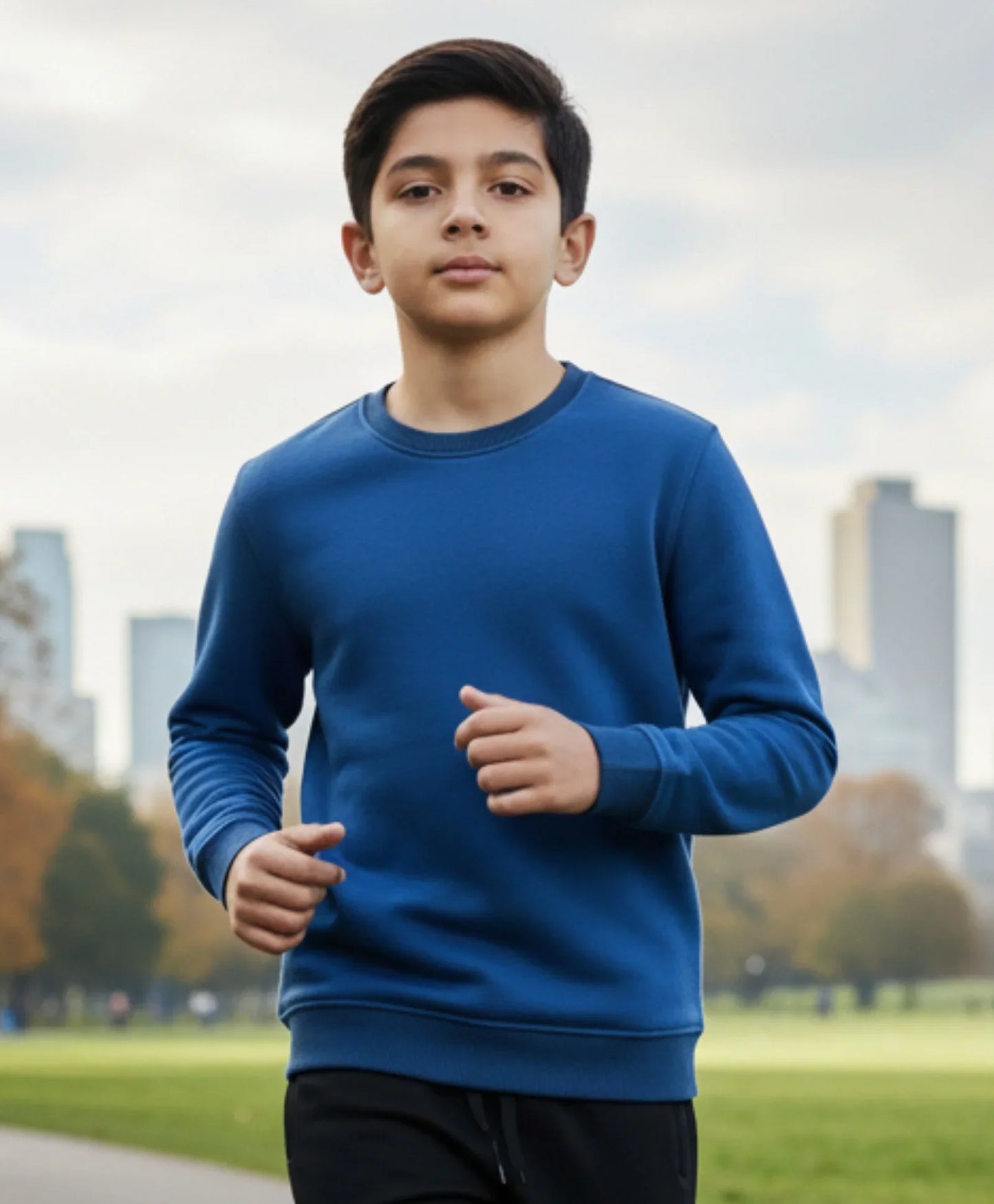 BLUE MELANGE BOYS FLEECE SWEATSHIRT - BLUE